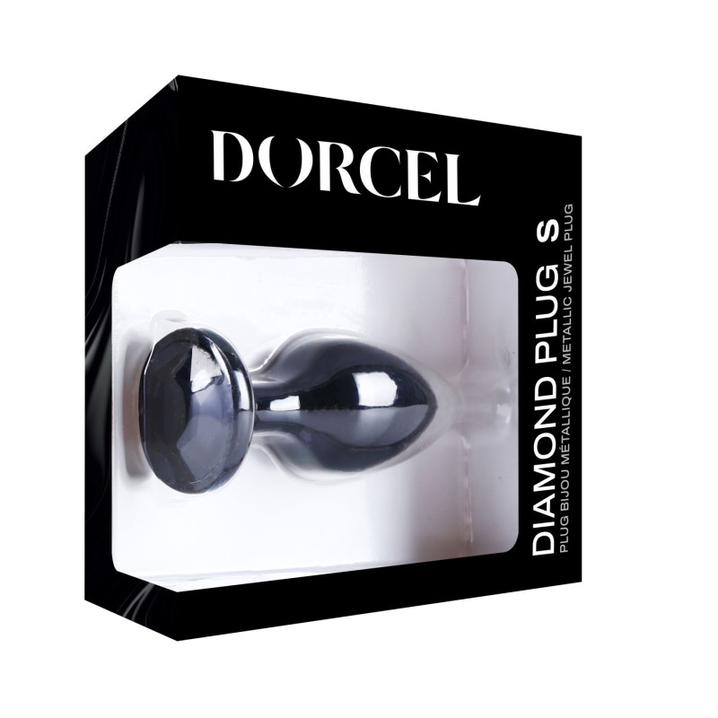 Металева анальна пробка із чорним кристалом Dorcel - Diamond Plug BLACK S