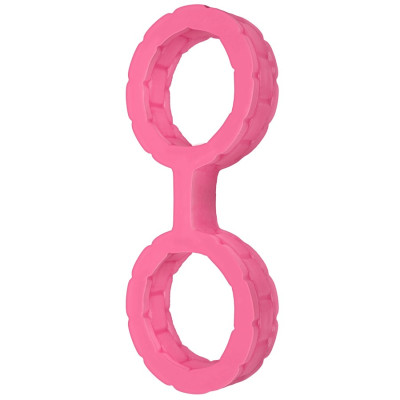 Наручники з силікону Doc Johnson The Cuffs Large - Pink, добре тягнуться, для рук і для ніг