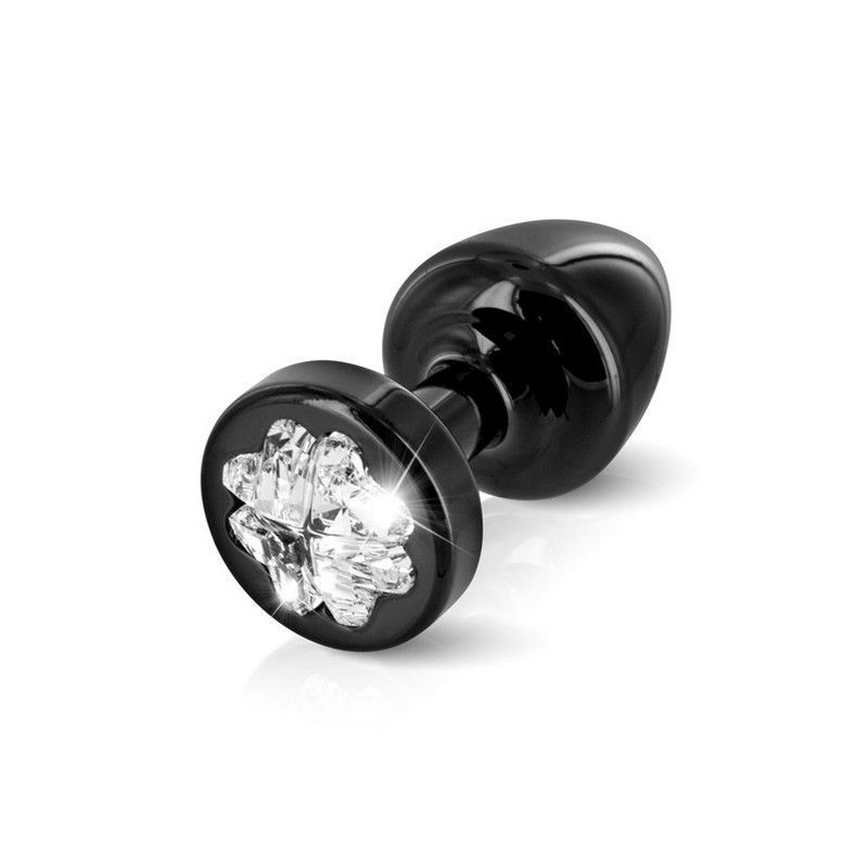 Анальна пробочка Diogol Anni R Clover Black Кристал 30мм, 4 кристали Swarovsky у вигляді листка конюшини