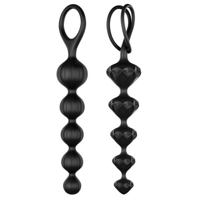 Набір анальних бус Satisfyer Beads Black, силікон, макс. діаметр 3,3см і 3,5 см
