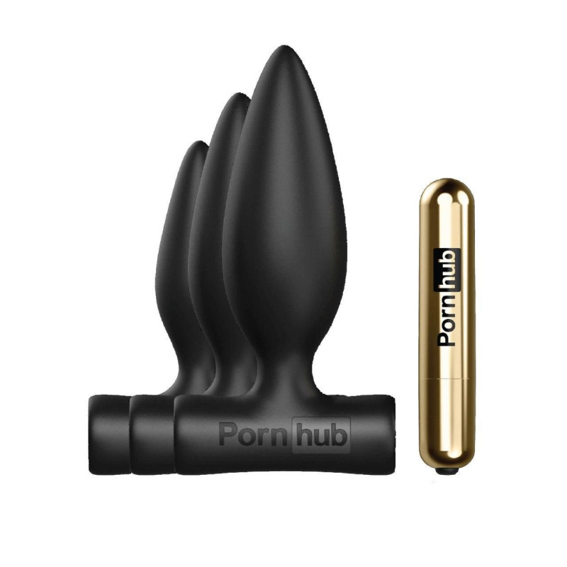Набір анальних пробок Pornhub Anal Training Kit з перезаряджається вібропулей