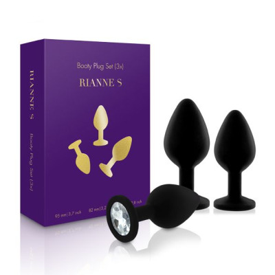 Набір анальних пробок з кристалом Rianne S: Booty Plug Set Black Набір анальних пробок з кристалом Rianne S: Booty Plug Set Black