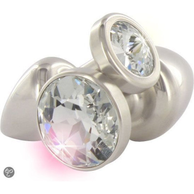 Анальна пробка Diogol ANNI round stainless steel 35мм, з кристалом Swarovsky