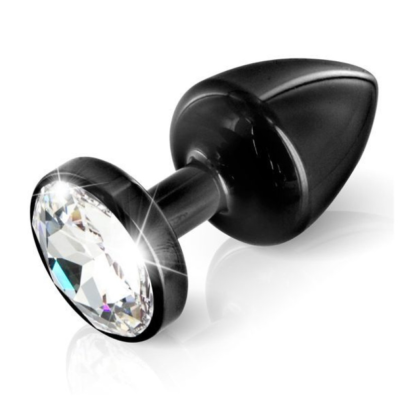 Анальна пробка Diogol ANNI round black 30мм, з кристалом Swarovsky