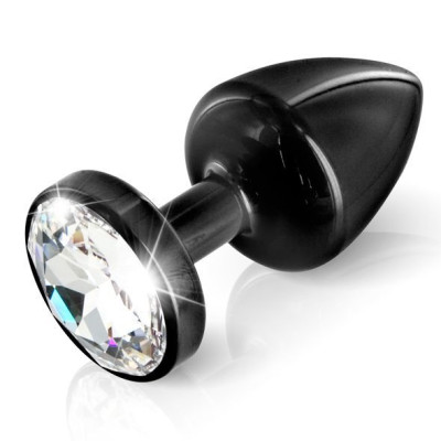 Анальна пробка Diogol ANNI round black 35мм, з кристалом Swarovsky