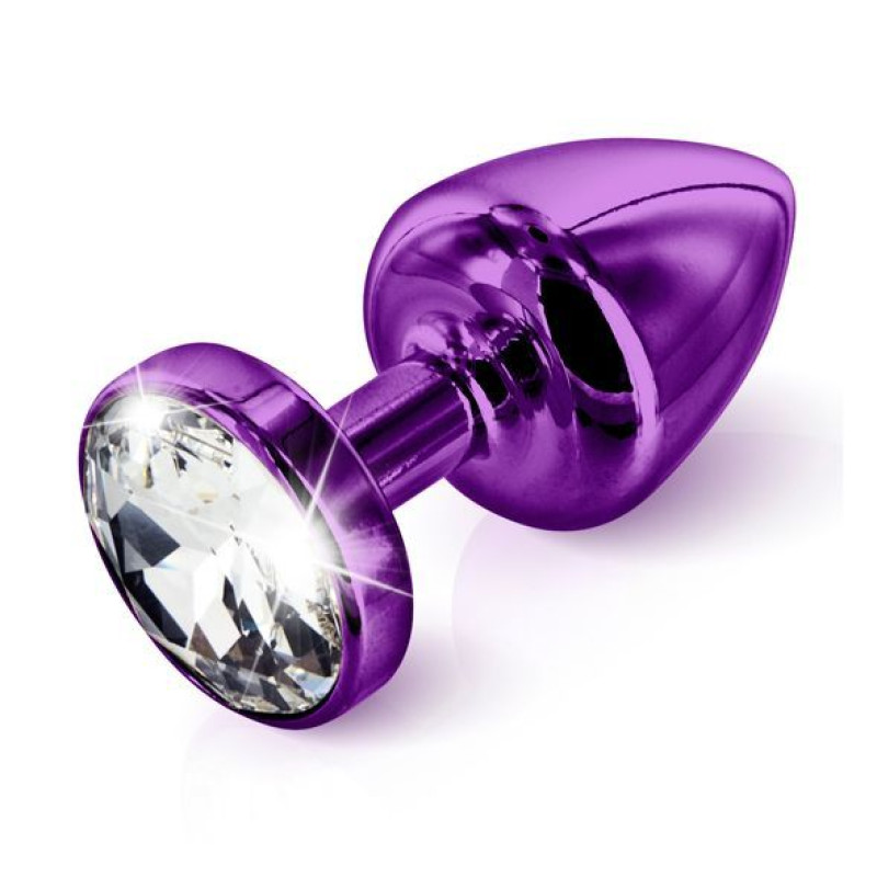Анальна пробка Diogol ANNI round purple 30мм, з кристалом Swarovsky