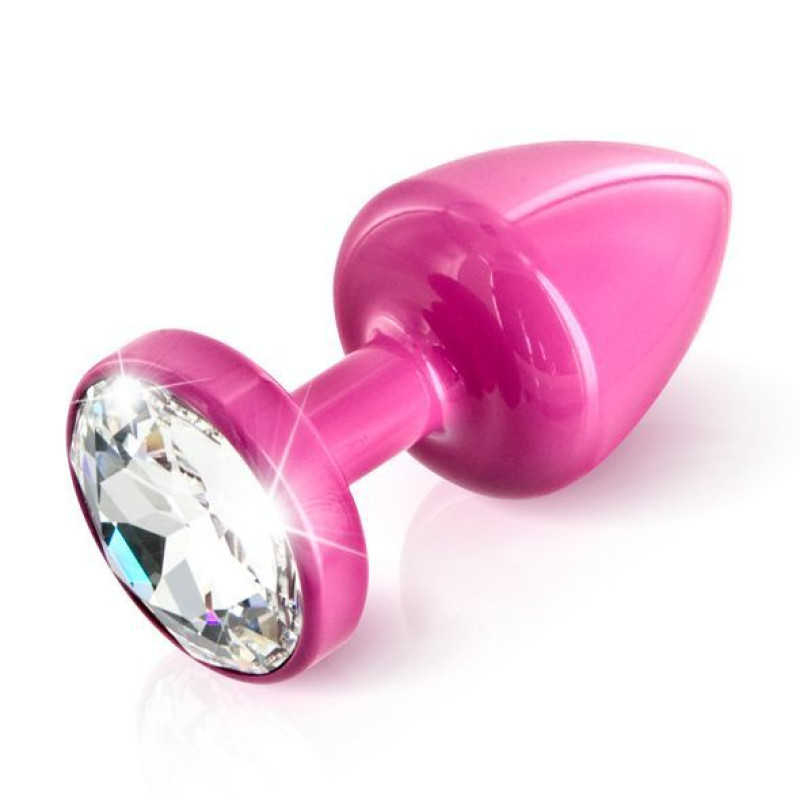 Анальна пробка Diogol ANNI round pink 30мм, з кристалом Swarovsky