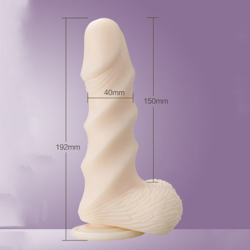 Фалоімітатор з присоскою Leten Super Muscle Large, діаметр 4 см, ТПЕ, ніжний на дотик, рельєфний