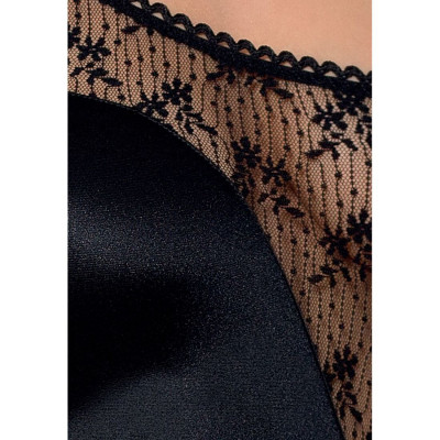 Еротичне боді монокіні з глибоким декольте PETRA BODY black S/M - Passion Exclusive