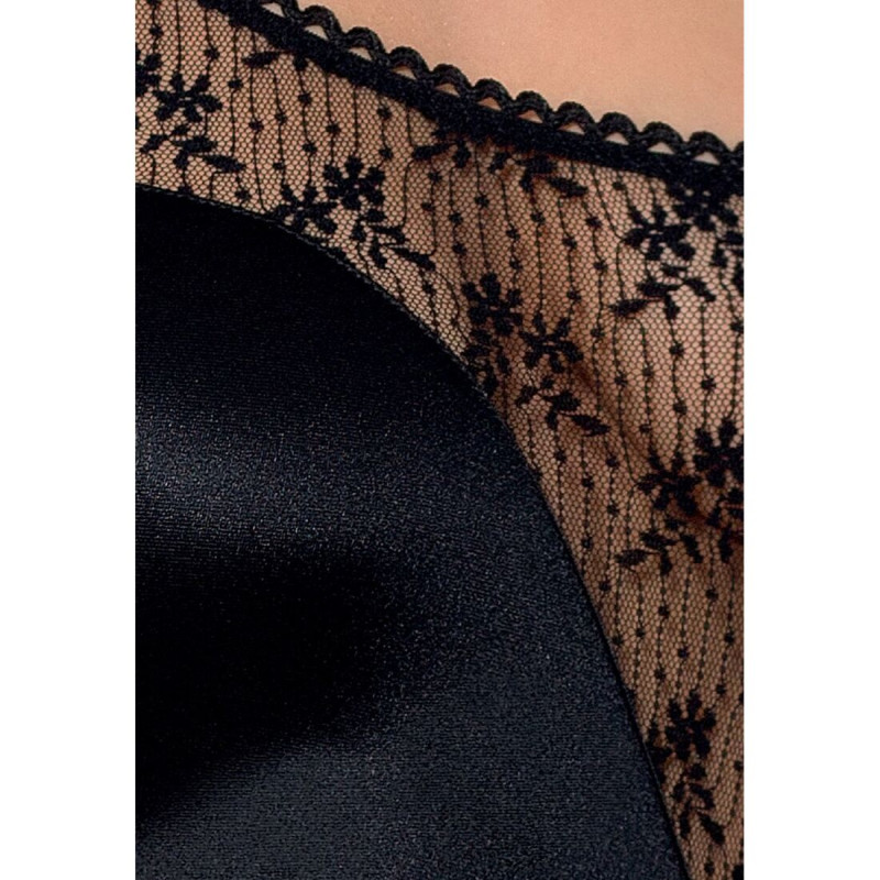 Еротичне боді монокіні з глибоким декольте PETRA BODY black S/M - Passion Exclusive