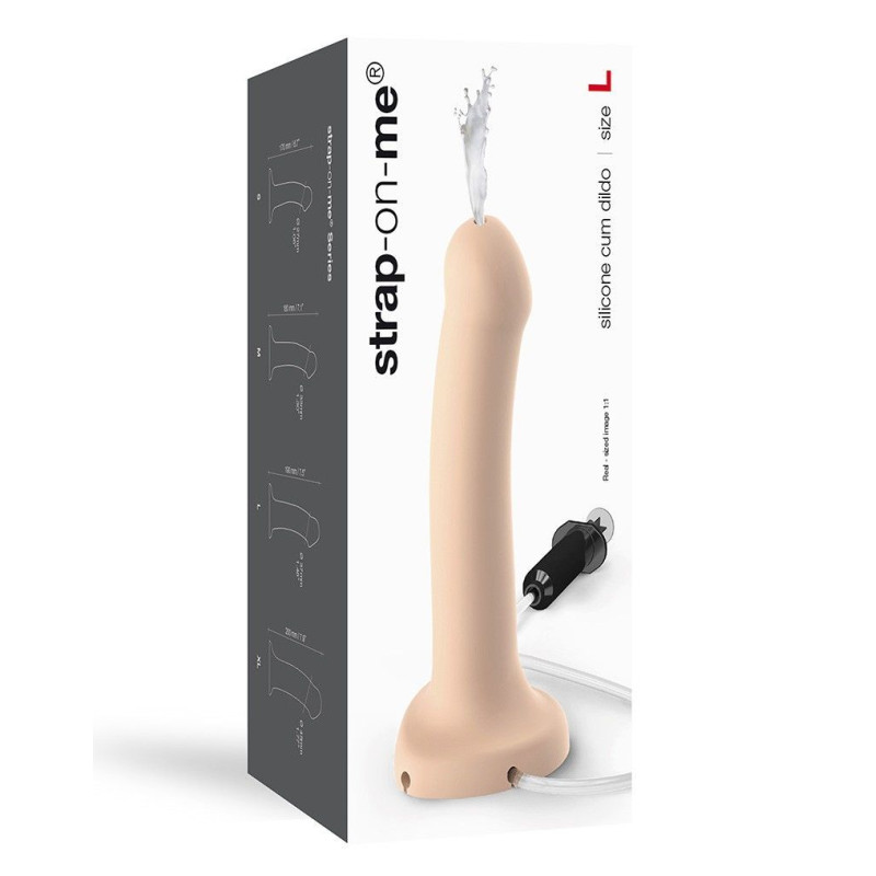 Кінчаючий фалоімітатор Strap-On-Me Dildo Cum Flesh, діаметр 3,6см, силікон, насадка для страпона