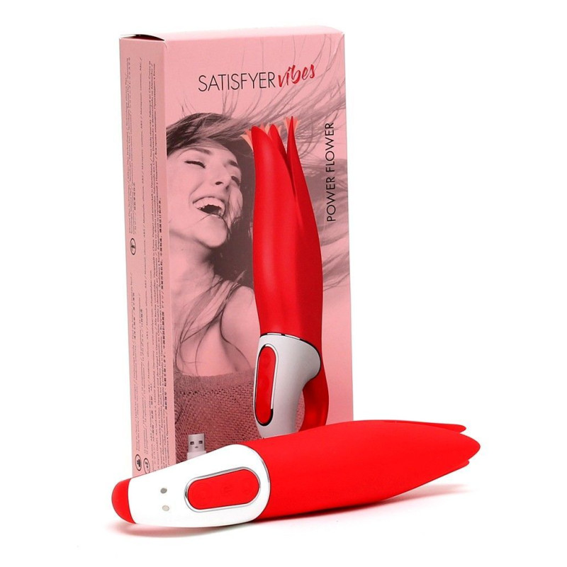 Потужний вібратор Satisfyer Vibes Power Flower з ніжними тріпотливими пелюстками, 12 режимів роботи