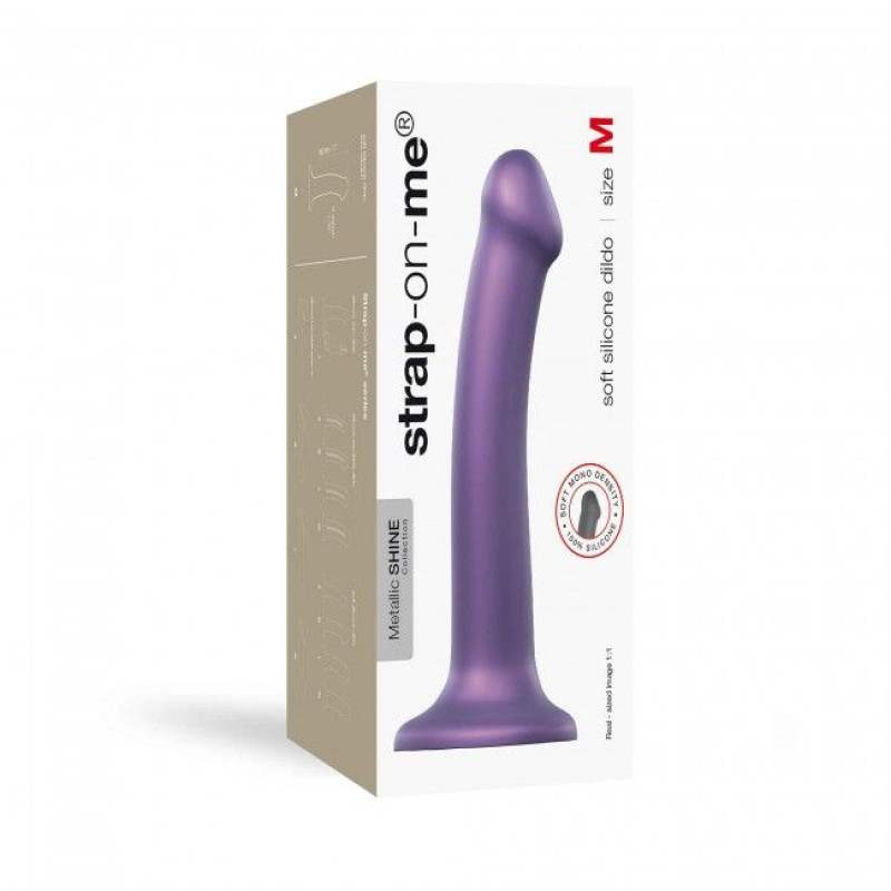 Насадка для страпона Strap-On-Me Mono Density Dildo Violet M, діам. 3,3см, одношаровий силікон, гнучко