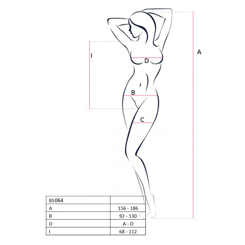 Еротичне бодістокінг Passion BS064 white, еротичне боді, закрите плече