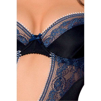 Корсет з пажами GISELE CORSET black S/M - Passion Exclusive, трусики