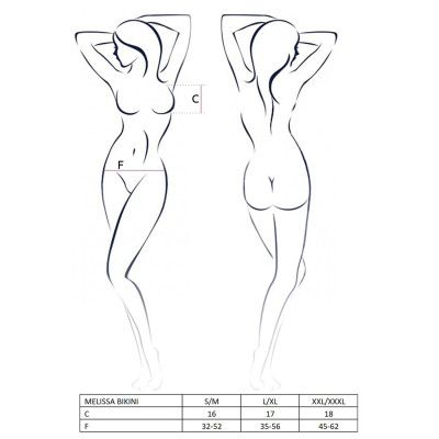 Комплект білизни MELISSA BIKINI Black XXL/3XL - Passion: ліф зі шнурівкою і трусики стрінги
