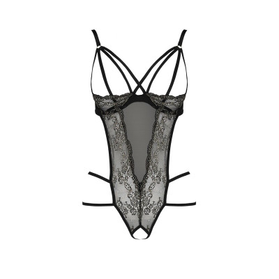 Еротичне боді монокіні з відкритими грудьми VALERY BODY black XXL/XXXL - Passion Exclusive
