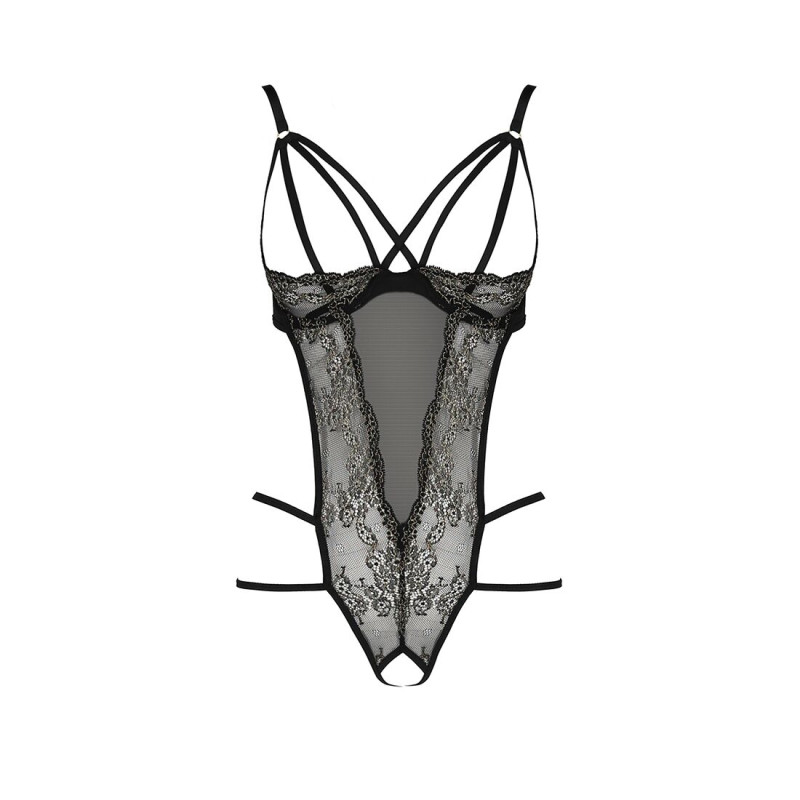 Еротичне боді монокіні з відкритими грудьми VALERY BODY black XXL/XXXL - Passion Exclusive