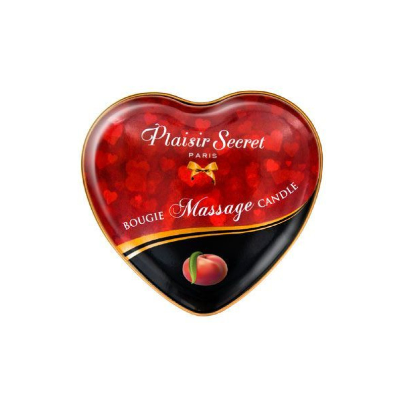 Масажна свічка сердечко Plaisirs Secrets Персик (35 мл)