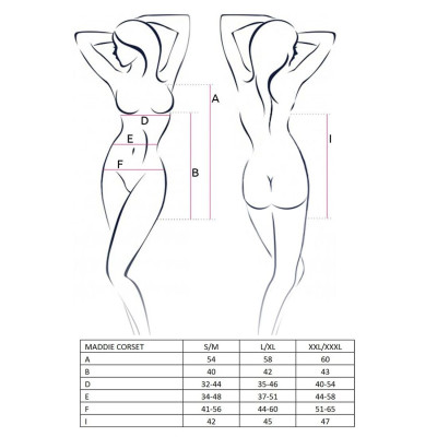 Корсет-сорочка з пажами MADDIE CORSET Black L/XL - Passion, трусики