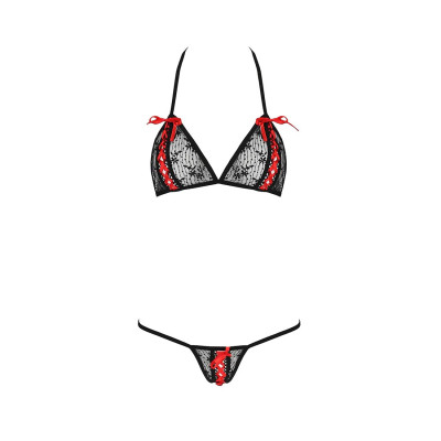 Комплект білизни MELISSA BIKINI Black XXL/3XL - Passion: ліф зі шнурівкою і трусики стрінги
