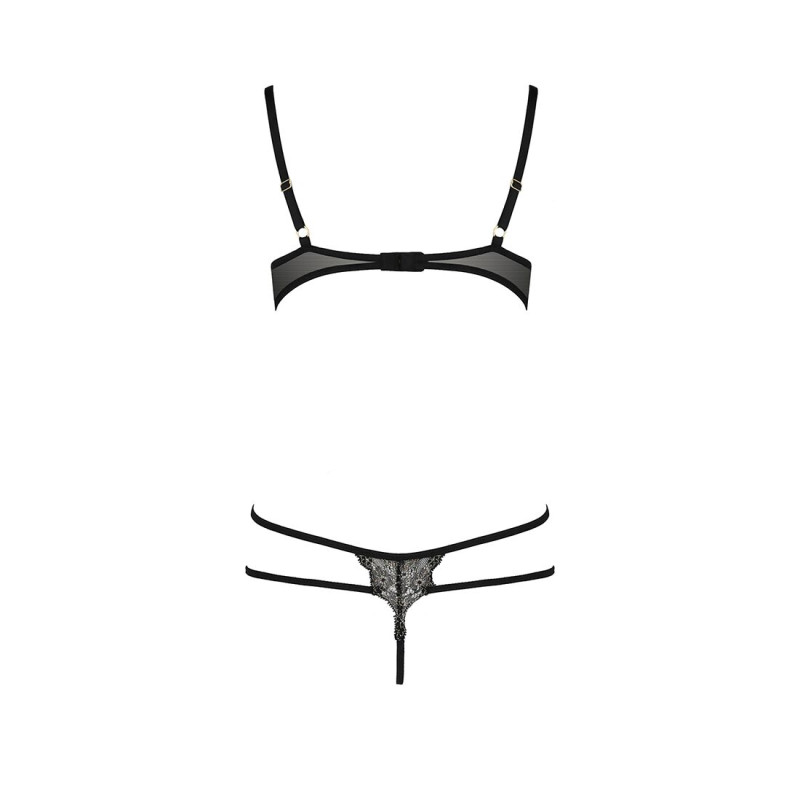 Еротичне боді монокіні з відкритими грудьми VALERY BODY black L/XL - Passion Exclusive