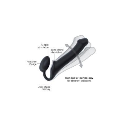 Безремневий страпон Strap-On-Me Black L, повністю регульований, діаметр 3,7см