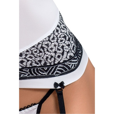 Корсет з пажами SUELO CORSET white L/XL - Passion Exclusive, трусики, шнурівка