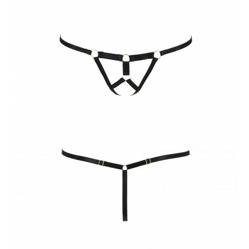 Трусики стрінги зі стреп ARMANDA THONG black L/XL - Passion Exclusive