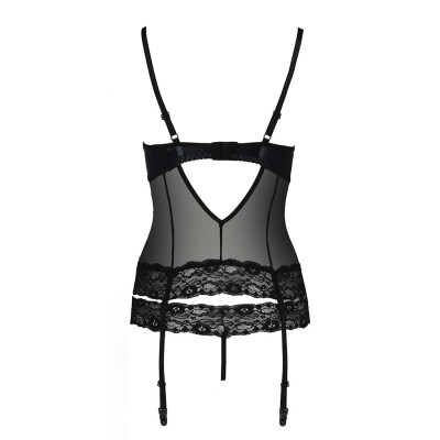 Корсет з відкритими грудьми NORTH CORSET Black L/XL - Passion Exclusive, пажі, трусики, шнурівка