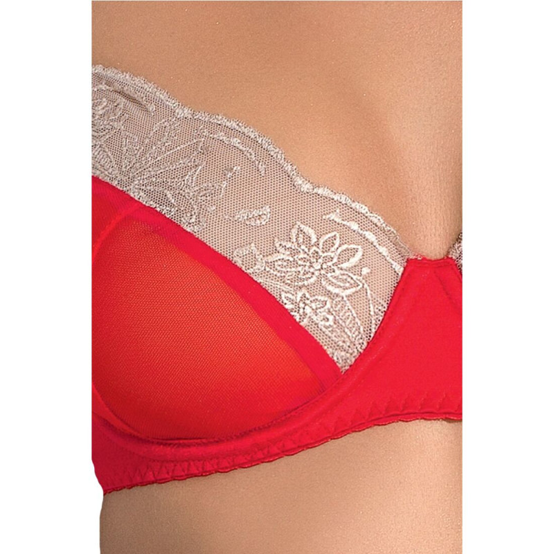 Комплект білизни LORAINE SET red S/M - Passion Exclusive: ліф, стрінги, пасок для панчіх