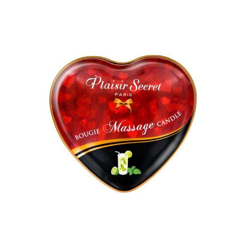 Масажна свічка сердечко Plaisirs Secrets Мохіто (35 мл)
