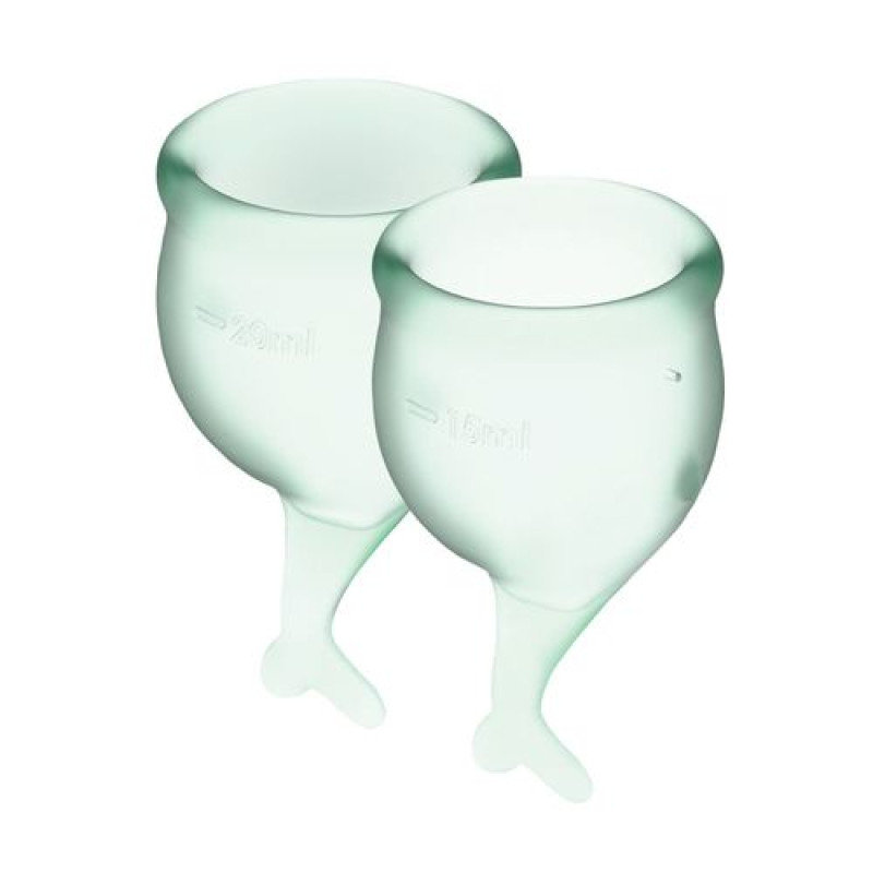 Набір середніх менструальних чаш Satisfyer Feel Secure (light green), 15мл і 20мл, мішечок для зберігання