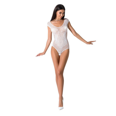 Еротичне бодістокінг Passion BS064 White, еротичне боді, закрите плече