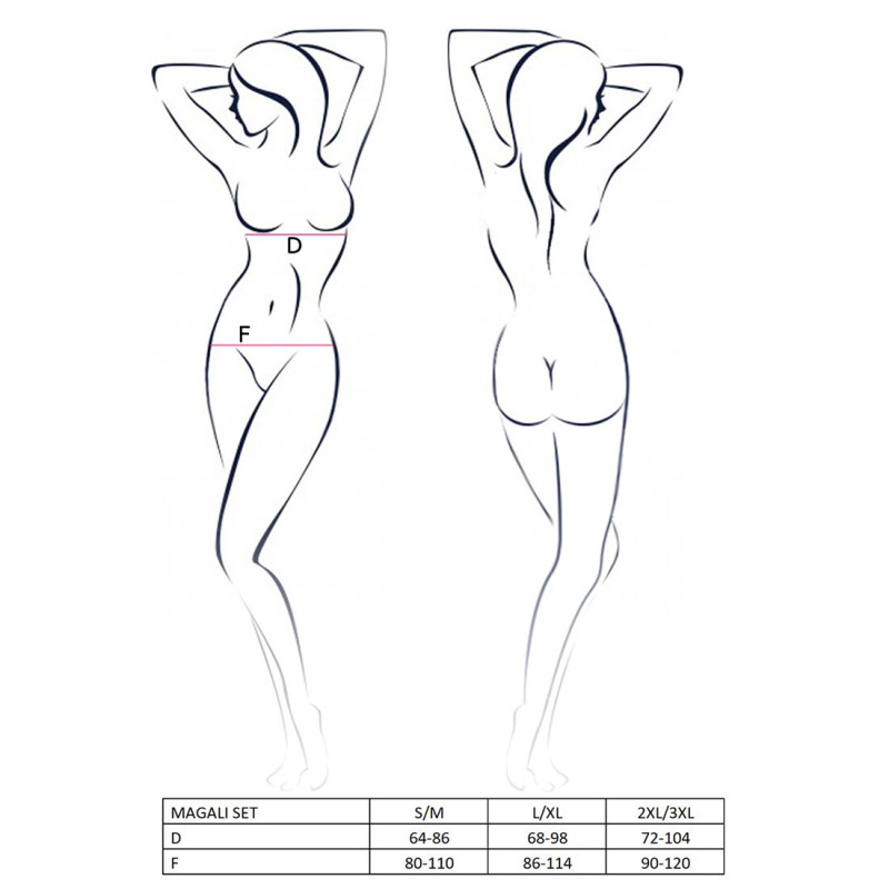 Комплект білизни MAGALI SET OpenBra red S/M - Passion Exclusive: стрепи: ліф, трусики і пасок