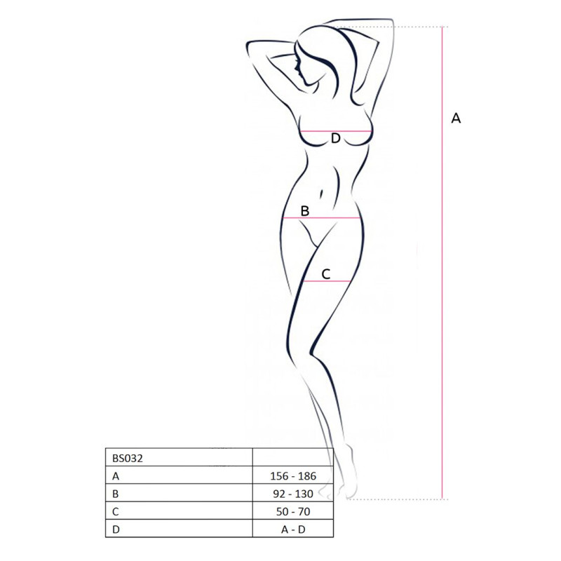Еротичне бодістокінг Passion BS032 red, комбінезон, топ і велика сітка