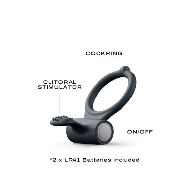 Ерекційне кільце Dorcel Power Clit Black V2 з вібрацією, з язичком зі щіточкою