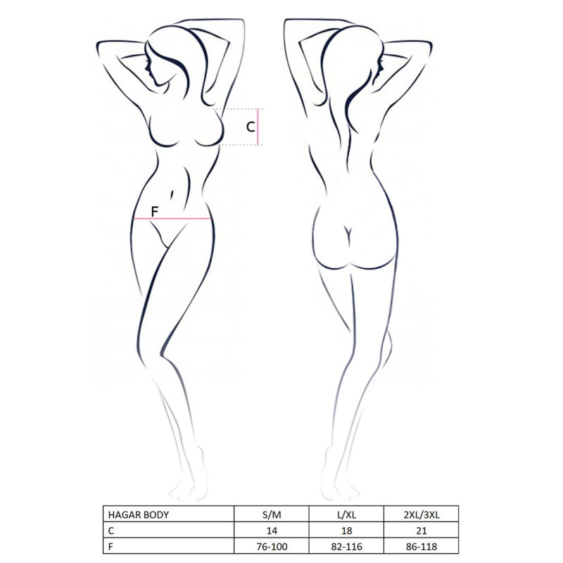 Еротичне боді монокіні HAGAR BODY black XXL/XXXL - Passion Exclusive
