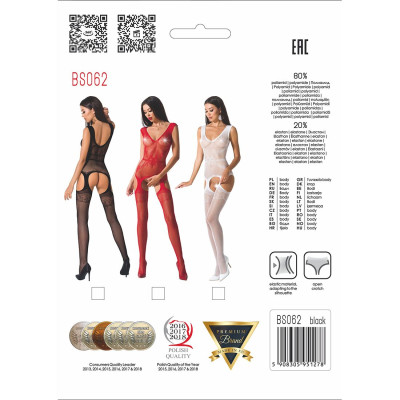 Еротичне бодістокінг Passion BS062 White, комбінезон, імітація панчіх