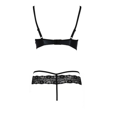 Комплект білизни NORTH SET black S/M - Passion Exclusive: ліф і трусики з елементами плаття латекс