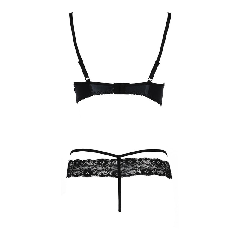 Комплект білизни NORTH SET black S/M - Passion Exclusive: ліф і трусики з елементами плаття латекс