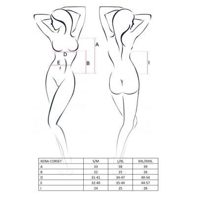 Корсет з пажами XENA CORSET white S/M - Passion, трусики, квітковий узор, напівпрозорий