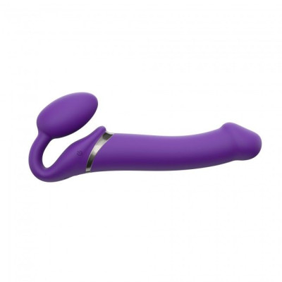 Безремневий страпон з вібрацією Strap-On-Me Vibrating Violet L, діаметр 3,7см, пульт ДУ, регульований