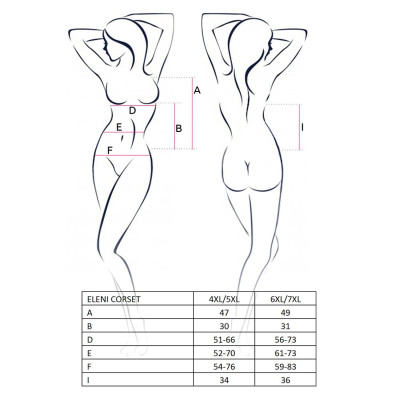 Корсет з пажами ELENI CORSET white 4XL/5XL - Passion, трусики