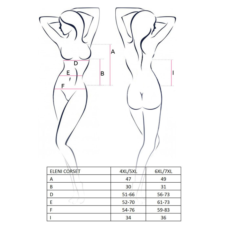 Корсет з пажами ELENI CORSET white 4XL/5XL - Passion, трусики