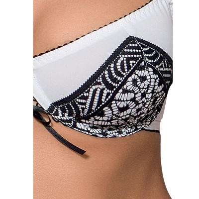 Комплект білизни SUELO SET white XXL/XXXL - Passion Exclusive: ліф, стрінги, пасок для панчіх