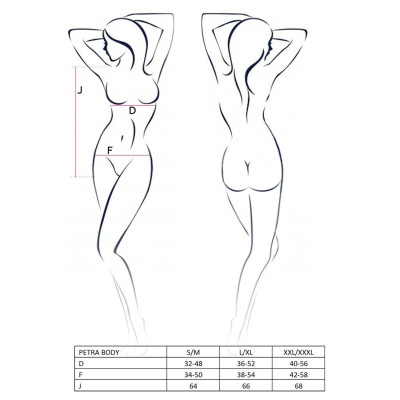 Еротичне боді монокіні з глибоким декольте PETRA BODY black L/XL - Passion Exclusive
