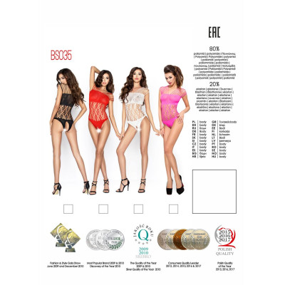 Еротичне бодістокінг Passion BS035 red, еротичне боді, імітація топа і трусиків