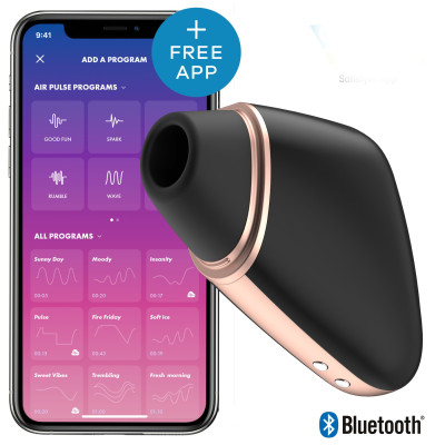 Вакуумний кліторальний стимулятор Satisfyer Love Triangle Black з керуванням через інтернет Вакуумний кліторальний стимулятор Satisfyer Love Triangle Black з керуванням через інтернет