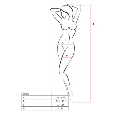 Еротичне бодістокінг Passion BS032 white, комбінезон, топ і велика сітка